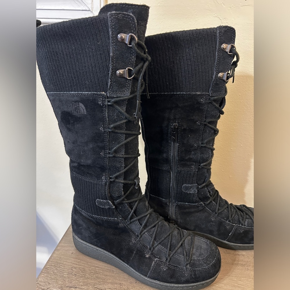 The North Face Tall Black Suede Waterproof Winter Snow Rain Hiking Lace Up Boots